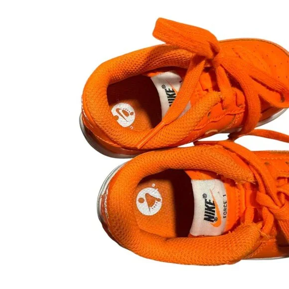 Nike Air Force 1 Neon Orange Sneakers Size 7C - Picture 7 of 10